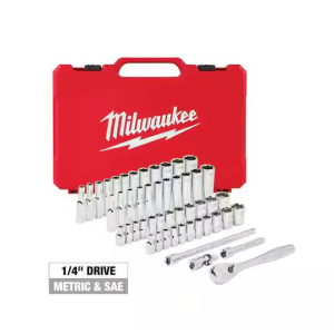 Milwaukee 1/4 in. Drive SAE/Metric Ratchet and Socket Mechanics Tool Set (50-Piece)